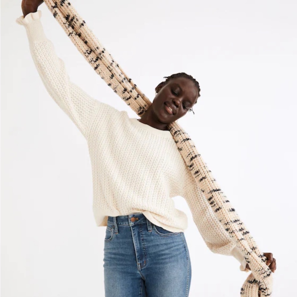 Madewell Ardmore Ruffle-Cuff Pullover Sweater Small